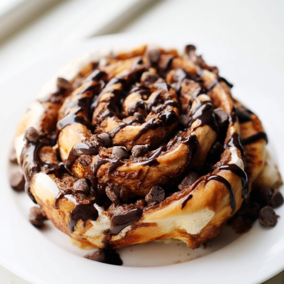 Warm double chocolate cinnamon rolls swirled with dark chocolate and cinnamon sugar filling