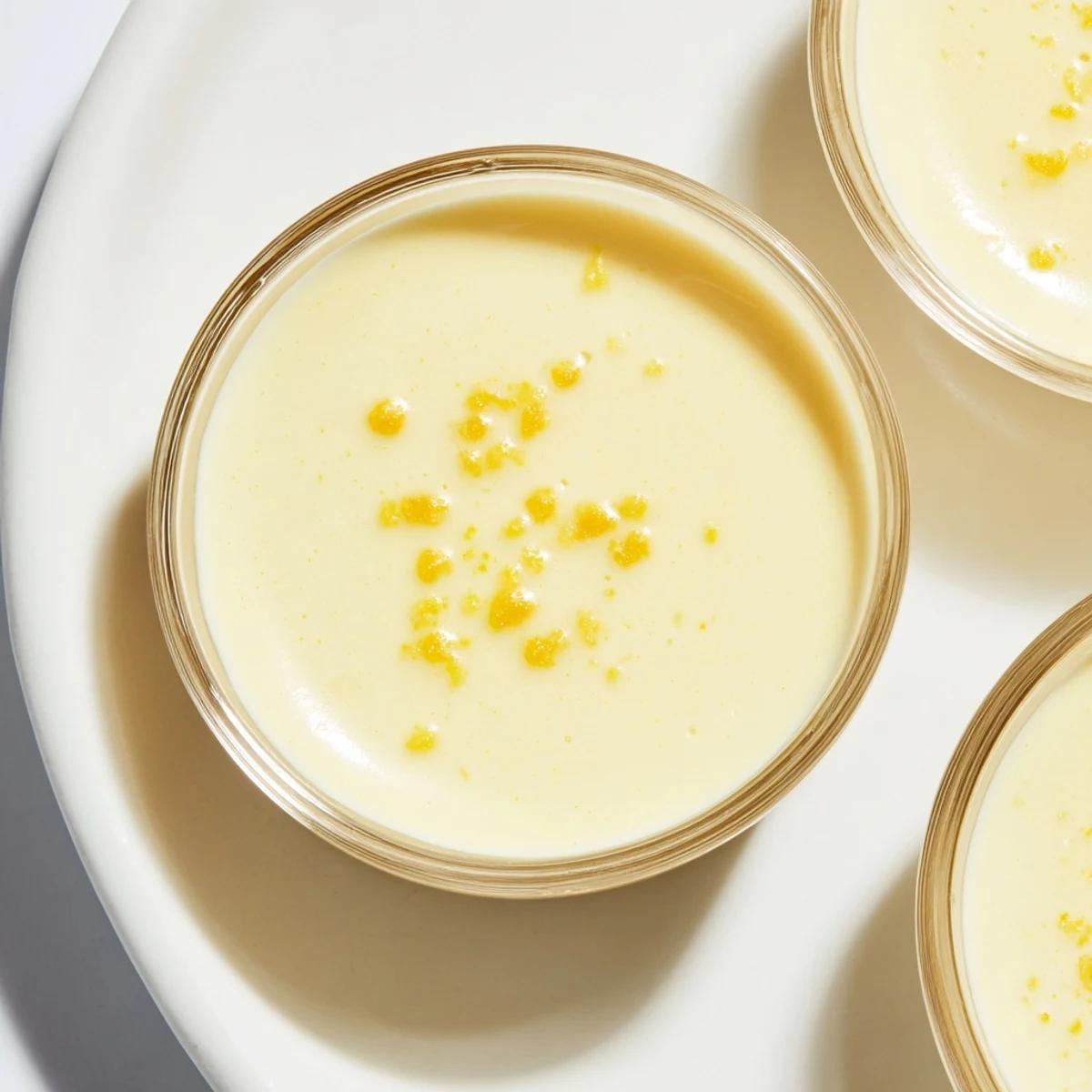 British lemon posset recipe with smooth pudding texture topped with extra grated lemon zest