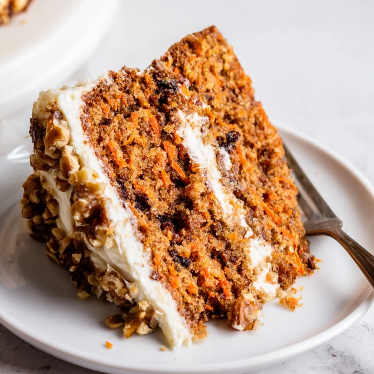 Moist Greek yogurt carrot cake with grated carrots and warm cinnamon spices baked to golden perfection
