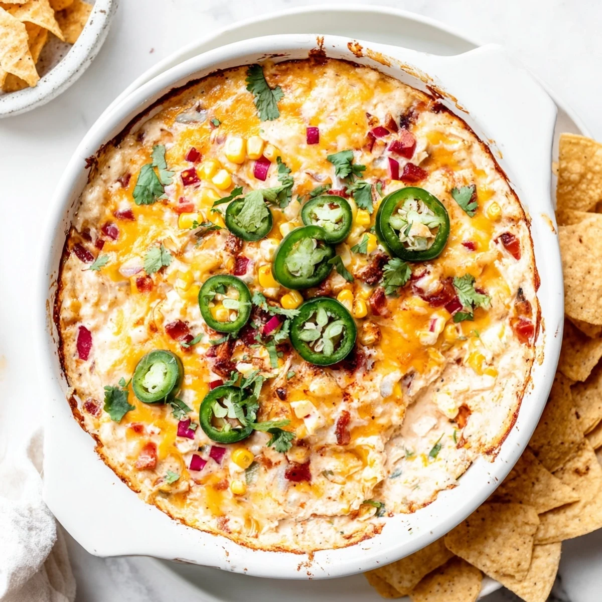 Creamy Spicy Roasted Jalapeno Cowboy Cream Cheese Dip bubbling golden in a cast iron skillet