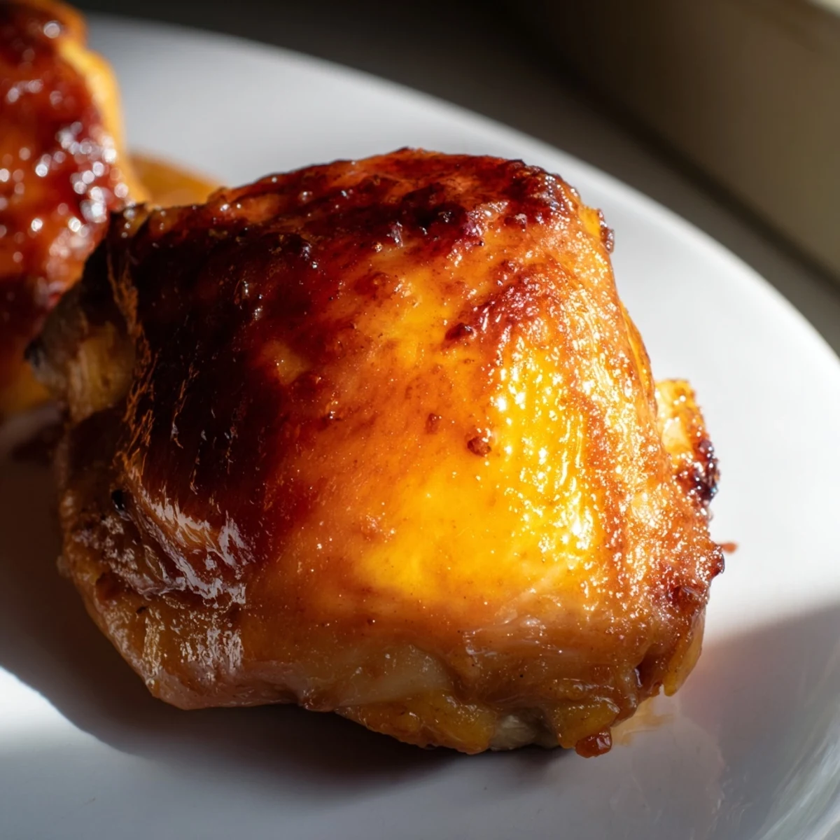 Golden glazed chicken thighs served with fluffy herb rice and crispy roasted potatoes