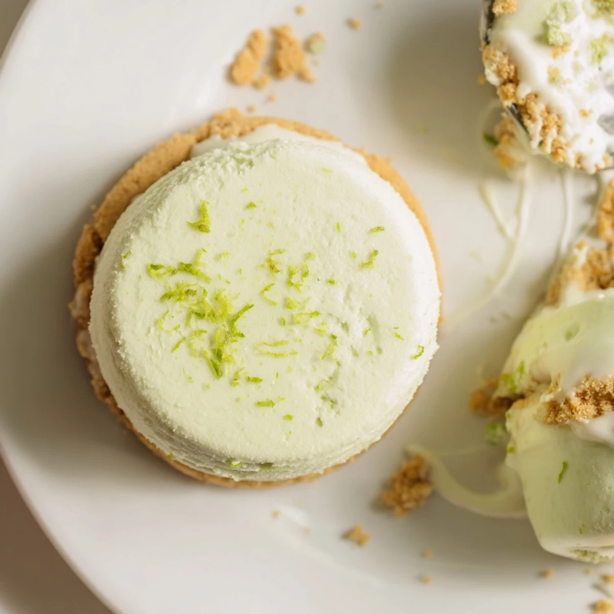 Homemade Key Lime Pie Ice Cream Sandwiches rolled in crushed graham, zesty edges