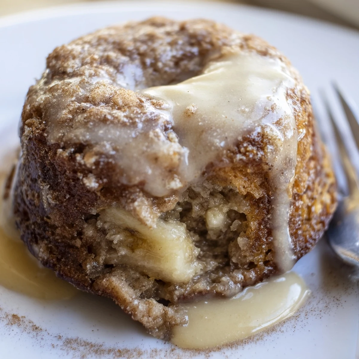 Stacked Banana Donuts dusted with powdered sugar, soft centers ready for breakfast