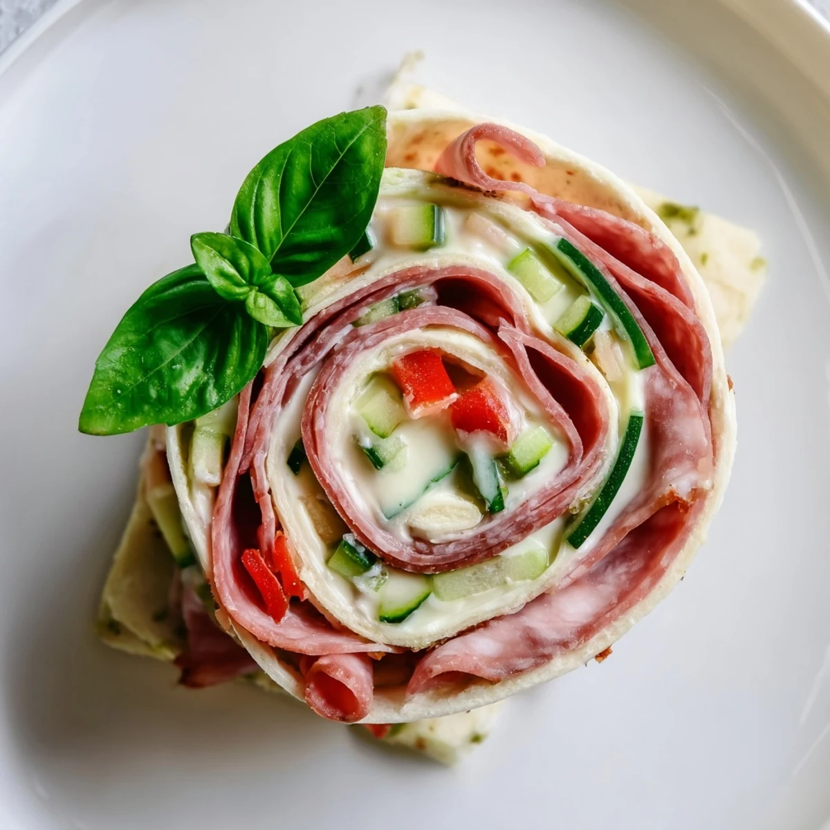 Party ready Italian Pinwheel Sandwiches with salami, provolone, and crunchy bell pepper