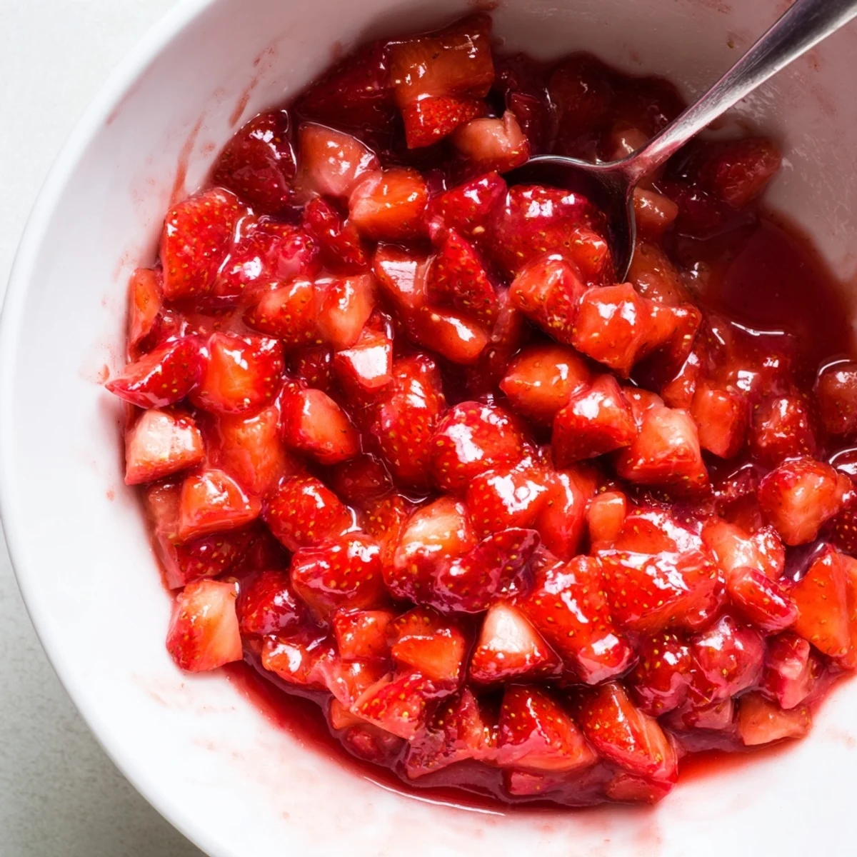 Chilled Strawberry Cake Filling Recipe in jar, vibrant color, perfect for cupcakes.