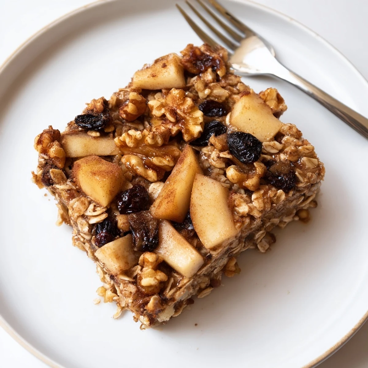 Warm slice of Delicious Apple Cinnamon Oatmeal Bake Recipe For Mornings, cinnamon aroma