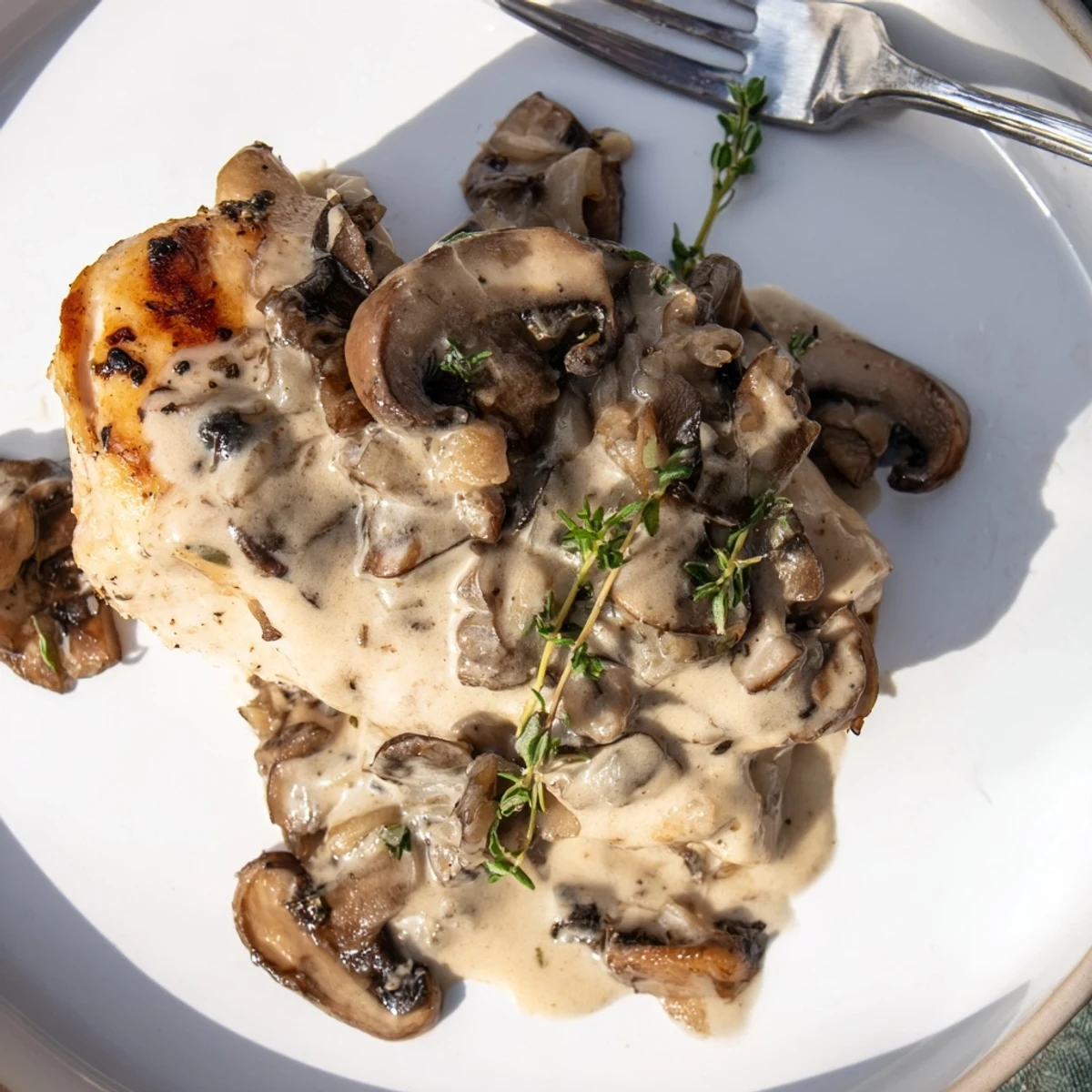 Tender slices in Skillet Chicken And Mushroom Sauce, spooned over mashed potatoes