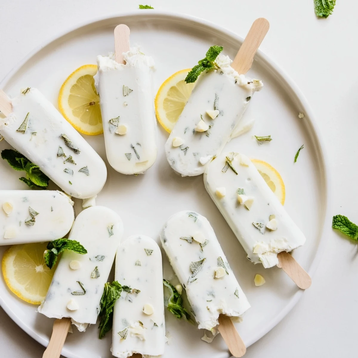 Frozen Greek yogurt popsicles bursting with tangy lemon flavor and smooth texture