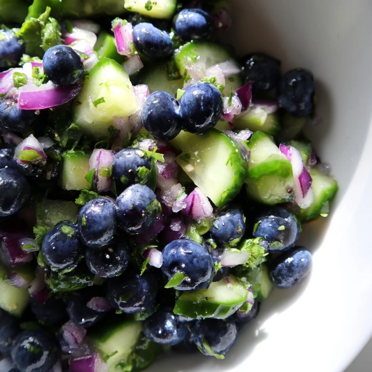 Bright blueberries and crisp cucumber tossed in a vibrant homemade blueberry cucumber salsa