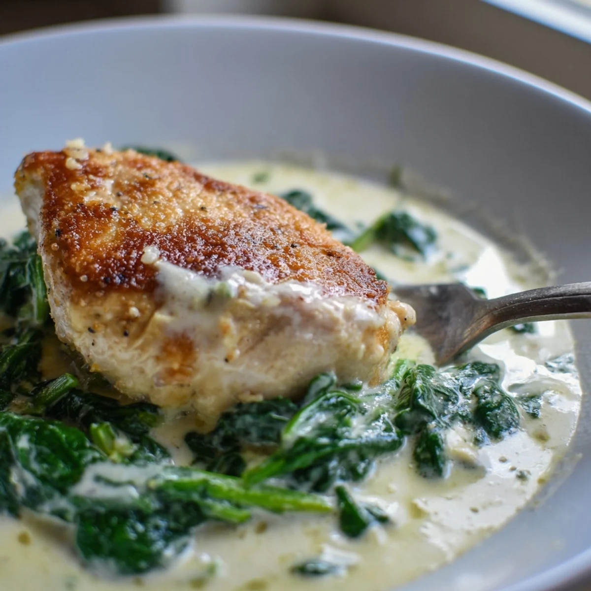 Juicy Lemon Parmesan Spinach Chicken topped with melted cheese and bright citrus zest
