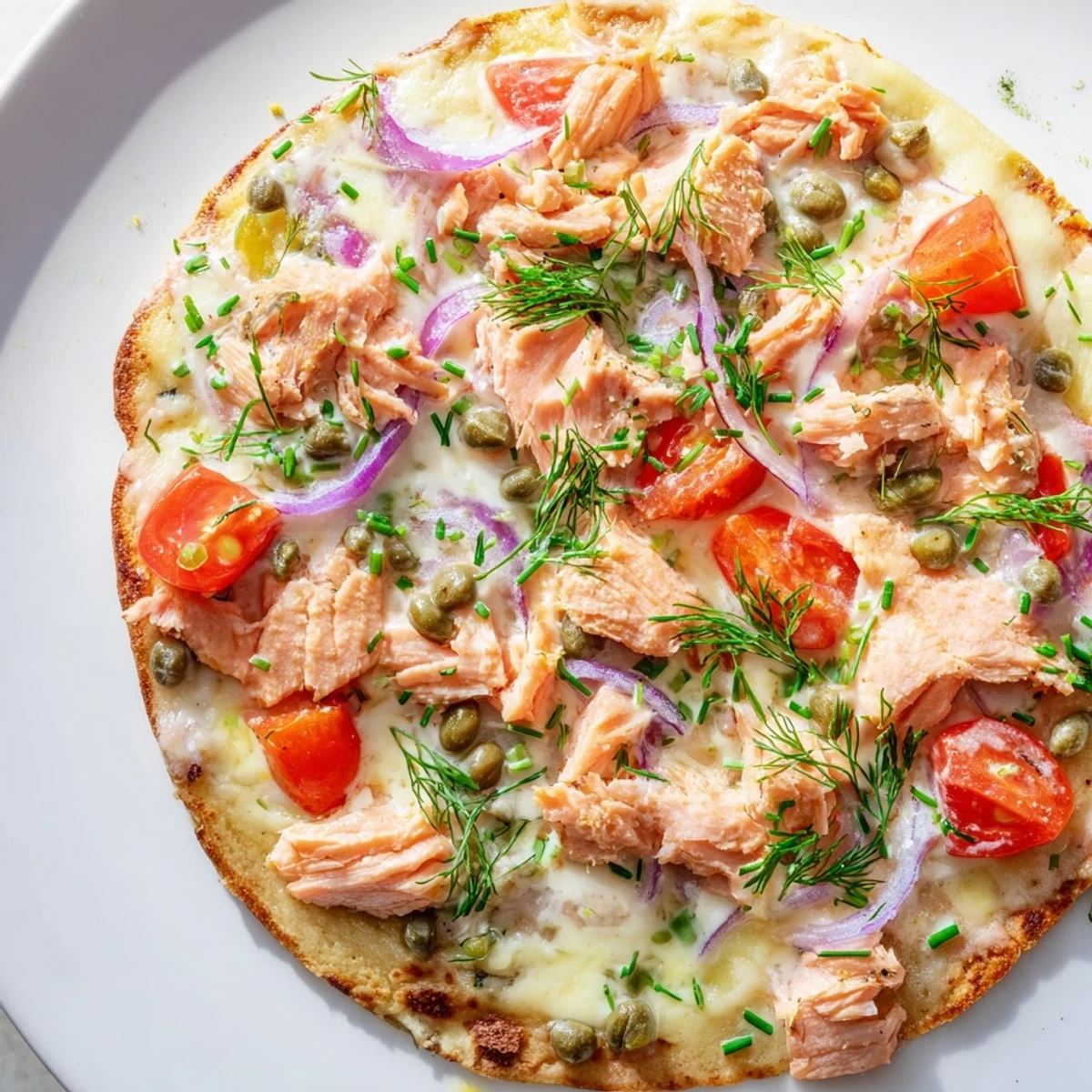 Salmon Tortilla Pizza