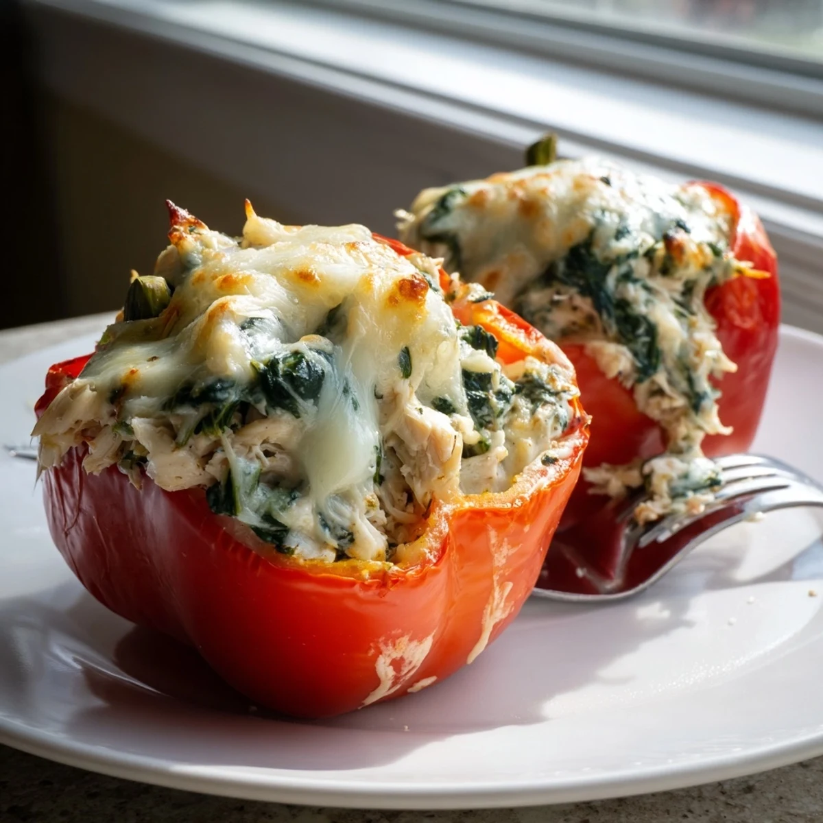 Chicken Florentine Stuffed Peppers