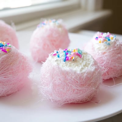 Mini Cotton Candy Cheesecake Puff Balls