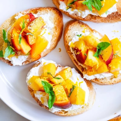 Sun Kissed Peach Bruschetta