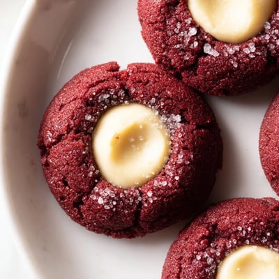 Red Velvet Thumbprint Cookies
