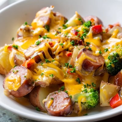 Cheesy Kielbasa Skillet