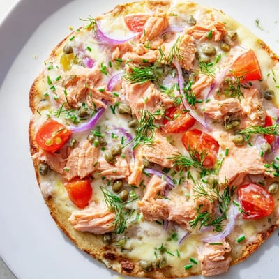Salmon Tortilla Pizza